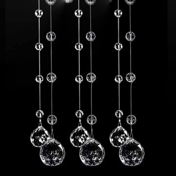 Crystal Beaded String Clear Glass Beads Garland Strands Hanging Wedding Arch Decor Curtain Chandelier Christmas Tree