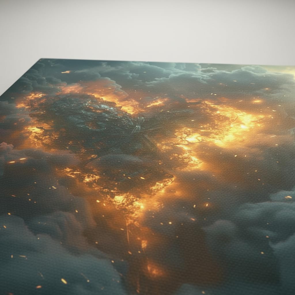 Ashen of Rebirth Canvas Wall Art - Abstract Fire Sky Wall Decor, Modern Canvas Art Bedroom Office