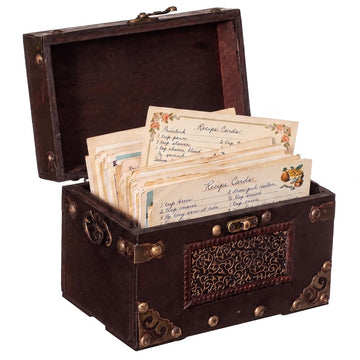 Rustic Studded Index/Recipe Card Box with Antiqued Latch (Large)