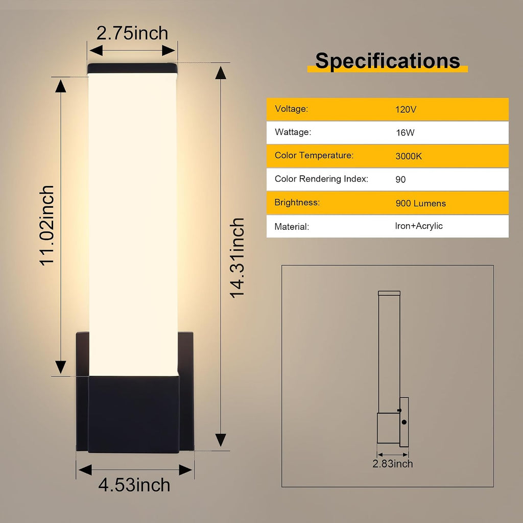 14in Modern Wall Sconces, Dimmable Bathroom Vanity Lights, 3000K Warm White LED Indoor Sconces Lighting , Stairs