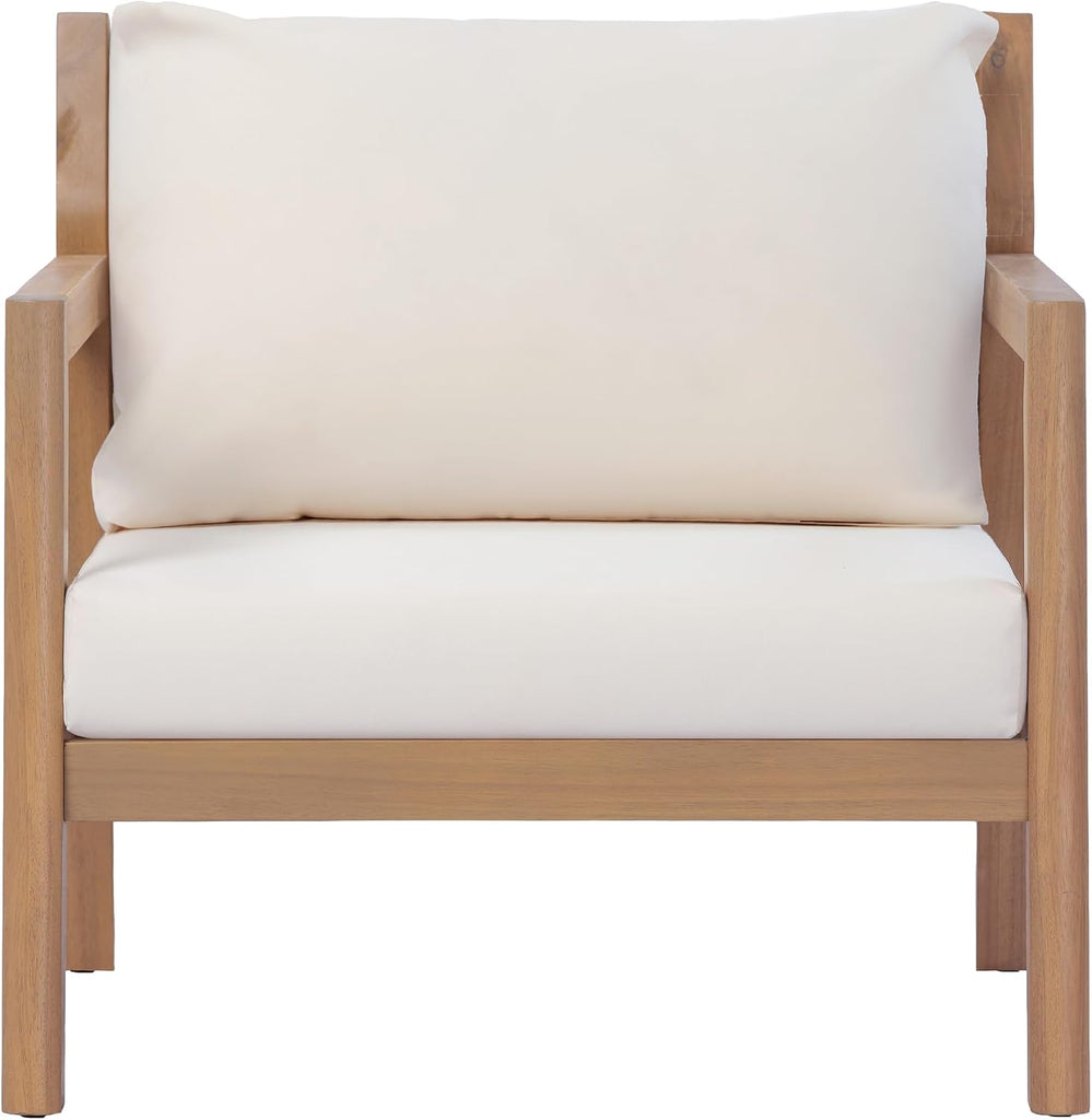 Pablo 4-Seater Patio Furniture Set with Removable Cushion, 4 Piece Outdoor Acacia Wood Conversation Set, Wooden