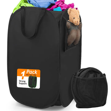 Upgraded Polyester Pop-up Laundry Hamper, 70L (18.5 Gal) Laundry Basket with Durable Handles, Solid Bottom, High