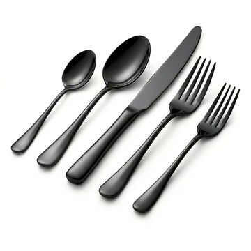20-Piece Black Silverware Set, Stainless Steel Flatware Set Service for 4