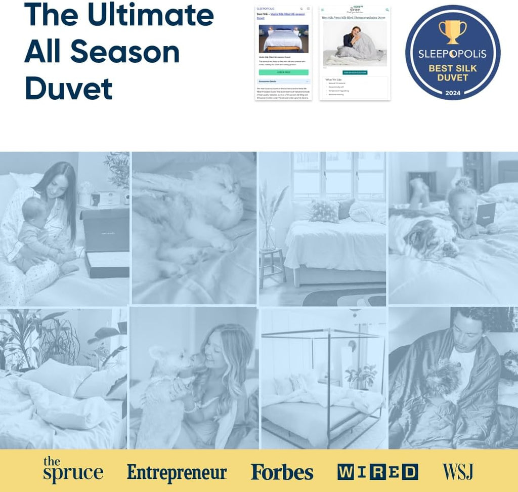 All-Season Silk Comforter, Quilt and Duvet Insert for Hot Sleepers, 100% Silk Fill with 100% Cotton 
