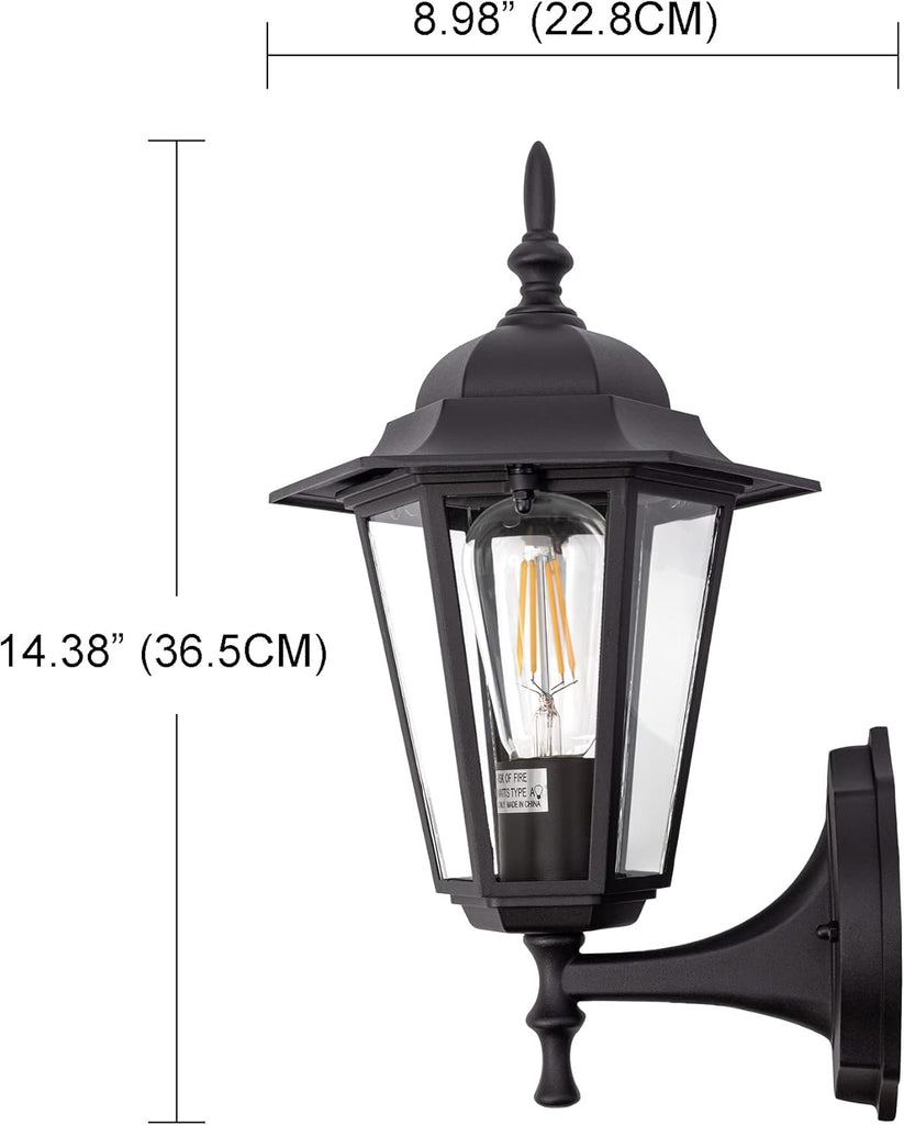 Outdoor Wall Lantern, Wall Sconce as Porch Lighting Fixture with E26 Medium Base, Aluminum Housing Plus Glass