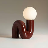 Fondant 11 3/4" Small Mid Century Modern Accent Table Lamp Chocolate Brown Ceramic Single Glass White Shade Living