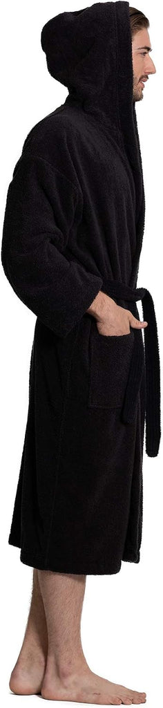 Men's Turkish Terry Cloth Robe, Thick Hooded Bathrobe