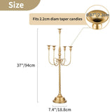 Candle Holders for Table Centerpiece: 2 Pcs 37 inch Tall 5 Arm Gold Candelabra Floor Standing Candlestick Holder for