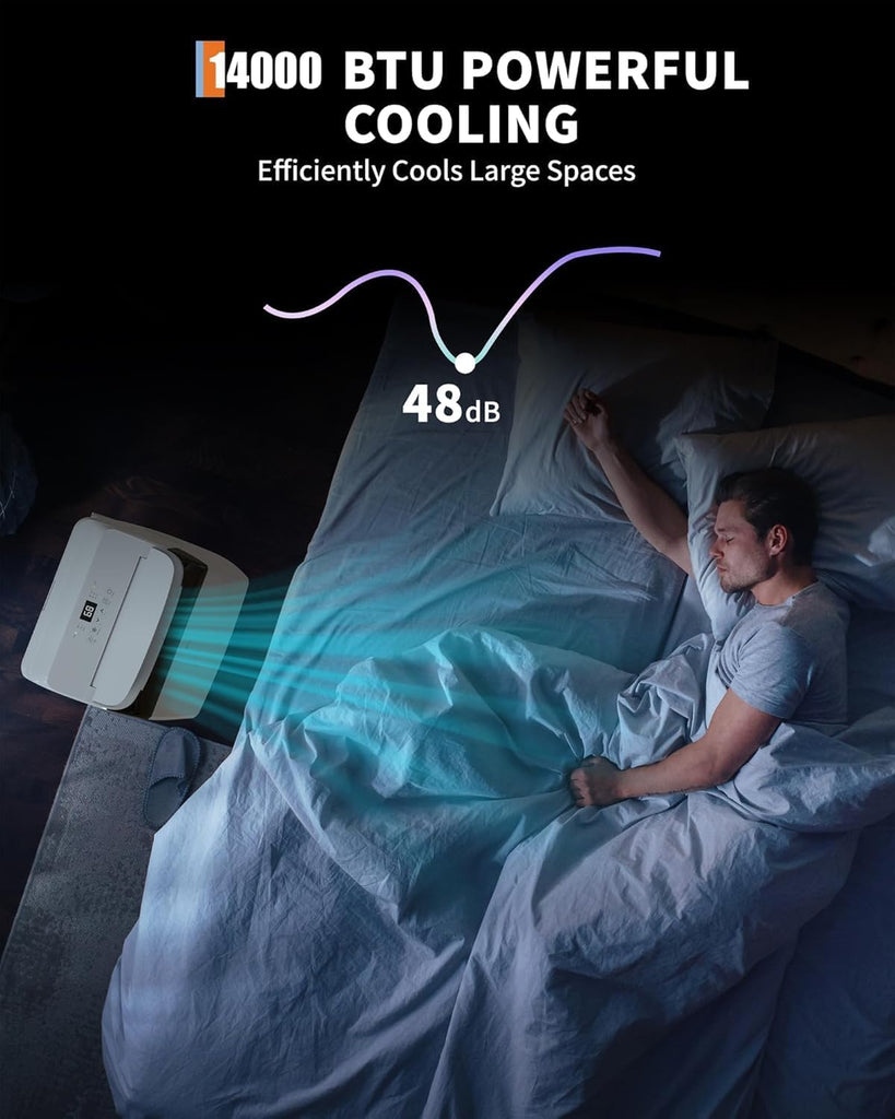 14,000 BTU Portable Air Conditioner, 3-in-1 Portable AC Unit with Cool, Dehumidifier & Fan Modes