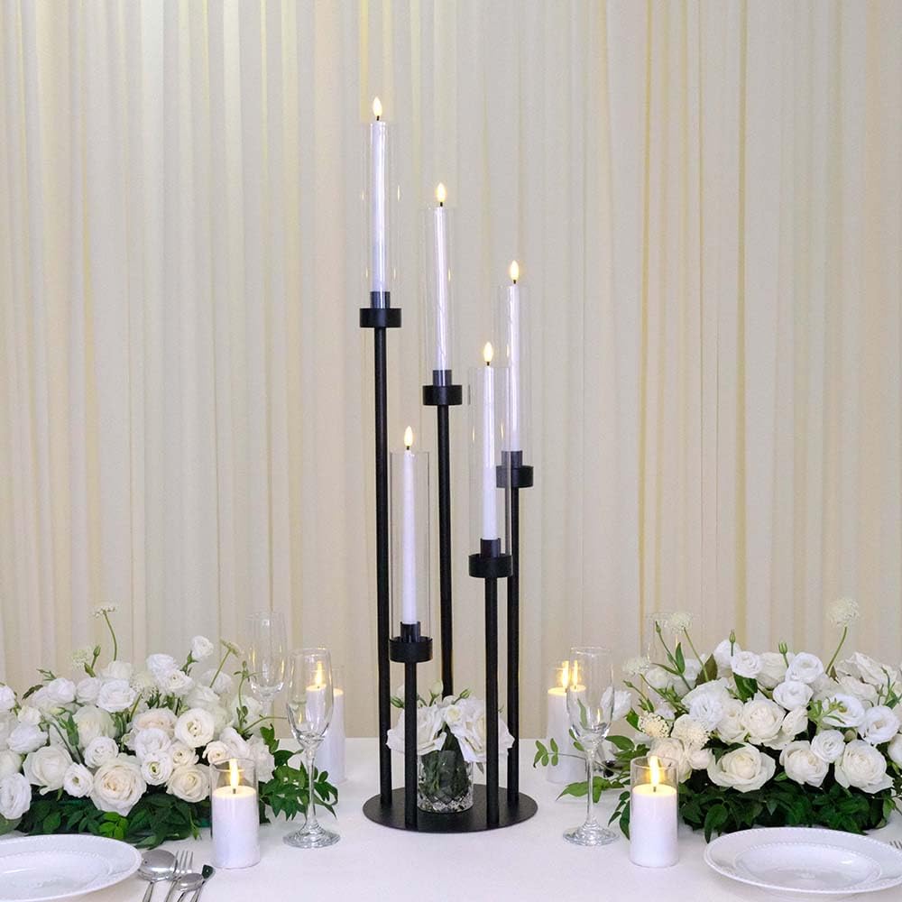 35inch 10pcs Black Candelabra Centerpieces for Tables 5 Arms Wedding centerpieces for Decorations