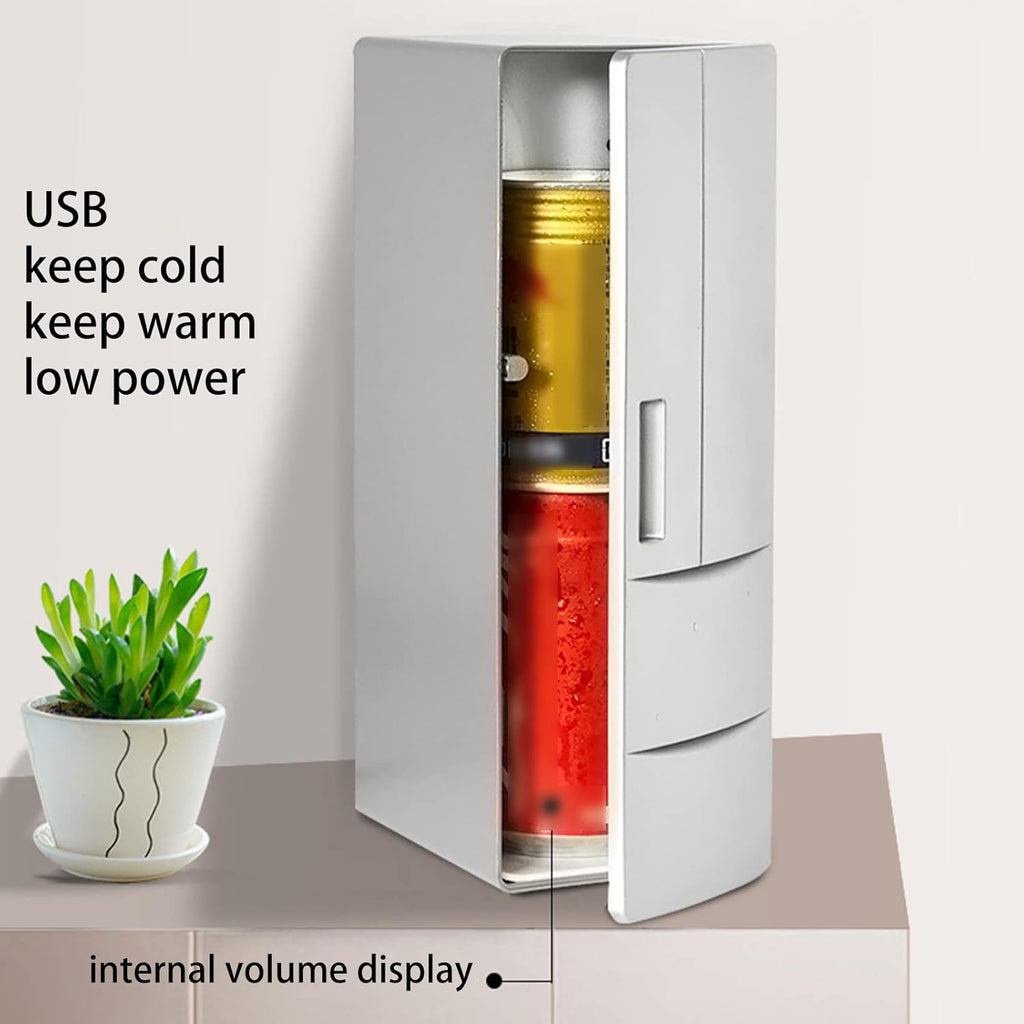 USB Fridge Drink Cooler Beverage Drink Cans Warmer Compact Small Refrigerator for Dormitory Car Boat Home Office for