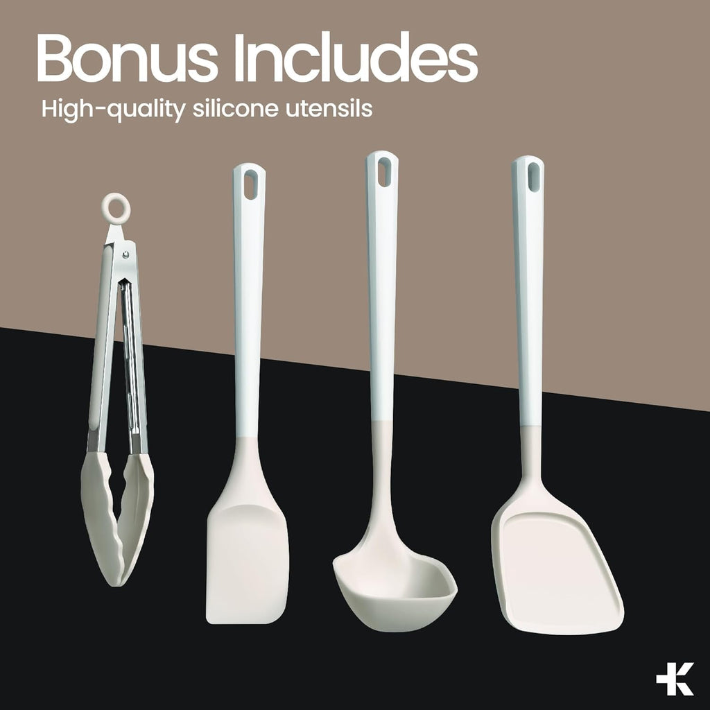 12-Piece Ceramic Cookware Set, Nonstick Pots and Pans Set, Non-Toxic PTFE & PFAS-Free Cookware with Silicone