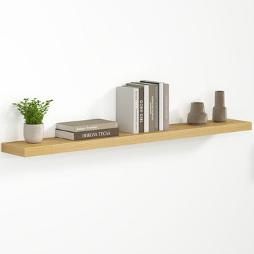 55 Inch Floating Shelves - Fireplace Mantel Shelf - Deep Wall Mounted Wood Storage Shelf, Farmhouse - 1 Pack, Oak