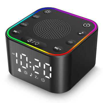 White Noise Sound Machine, Alarm Clock with Sound Machine for Sleeping, White Noise Machine with Digital Clock, RGB