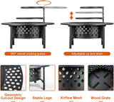 36 Inch Fire Pit with 2 Grills, Wood Burning Fire Pits for Outside with Lid, Poker and Round Waterproof Cover, BBQ& Outdoor Firepit & Round Metal - Image 8