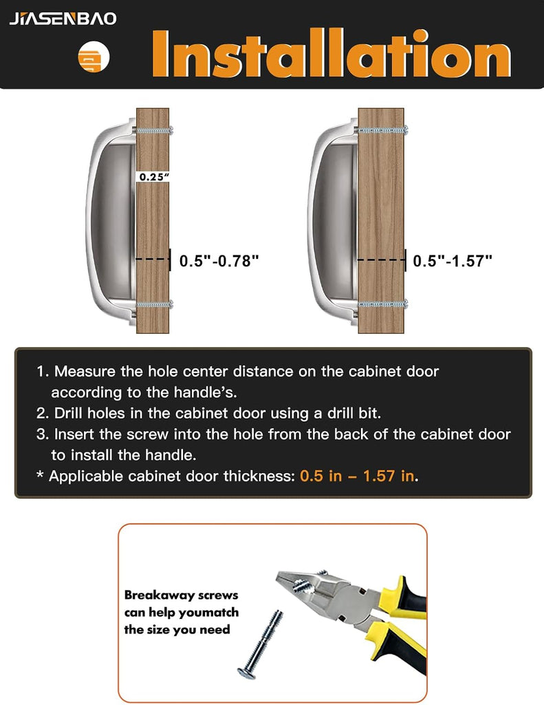 Brushed Nickel Cabinet Cup Pulls 3" Hole Center 5 Pack Silver Drawer Pulls Kitchen Hardware Cabinet Handles Dresser