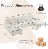 Karl home Convertible Sectional Sofa 110" U-Shape Sofa Couch 4-Seat Couch with Chaise ChenilleFabric Upholstered for