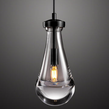 Raindrop Pendant Lights Kitchen Island Teardrop Black Hanging Light Fixtures Clear Solid Glass Pendant Light Modern Chandeliers for Dining Room Porch Corridor Living Room