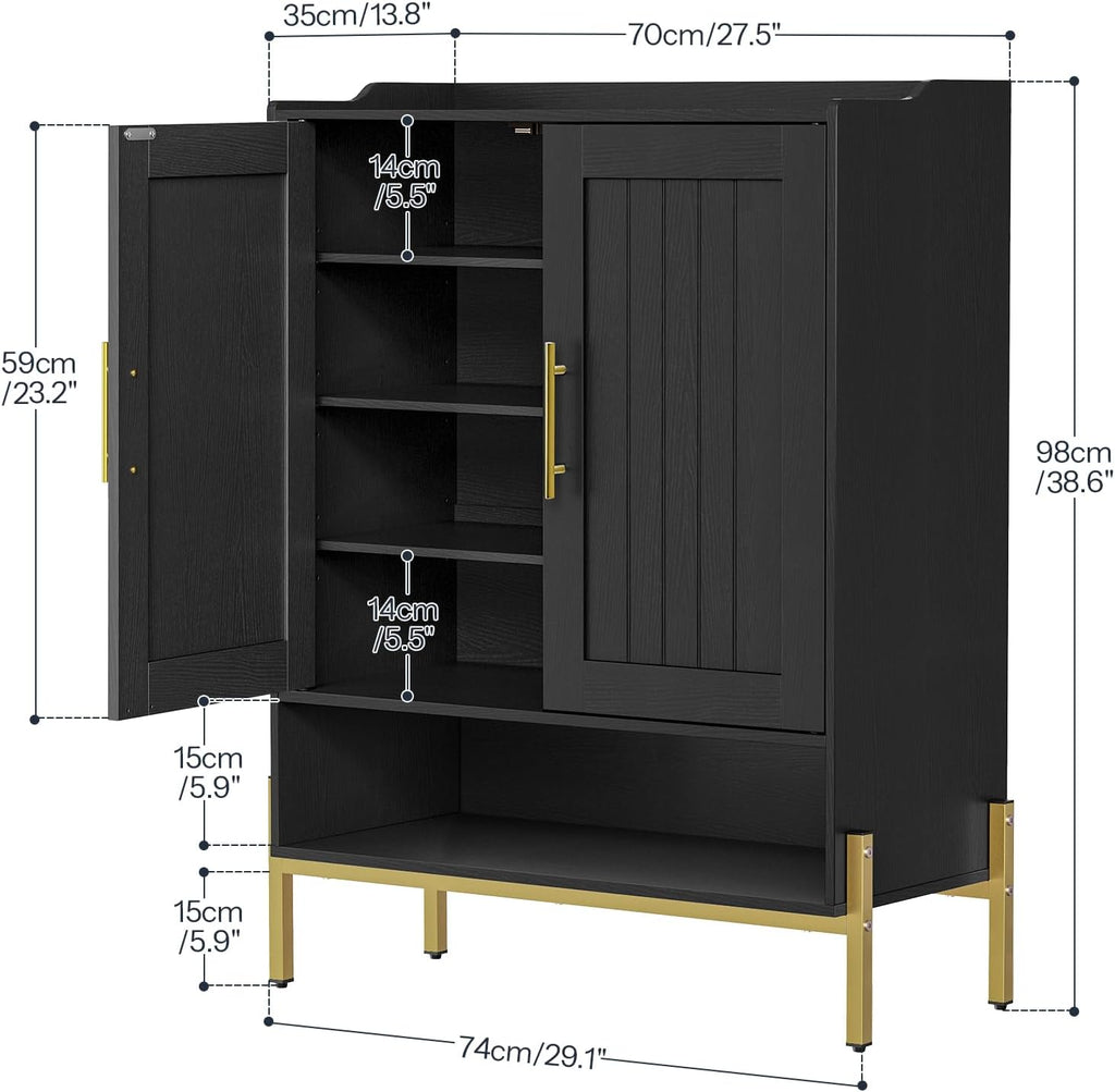 Shoe Cabinet, 5-Tier Shoe Storage Organizer with Doors, Wooden Shoe Cabinet Storage , Freestanding Shoe Rack Cabinet