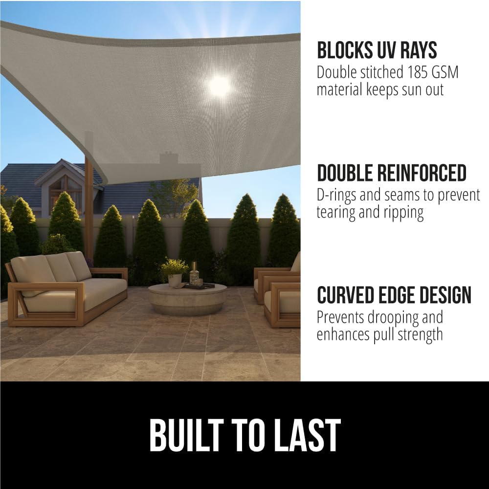 Heavy Duty Sun Shade, UV Protection Fade Tear and Rust Resistant Rectangle Sunshade Canopy, Curved Edges Blocks