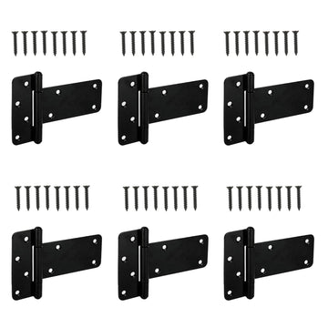 6 Pack 6" Heavy Duty Gate Hinges, 280 Lbs Capacity Black Door Hinges