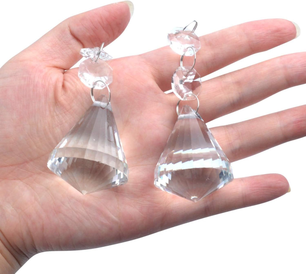 Pack of 10 Crystal Glass Ball Chandelier Prisms Pendants Parts Beads Hanging Crystals Drops Suncatchers(30mm, Clear)