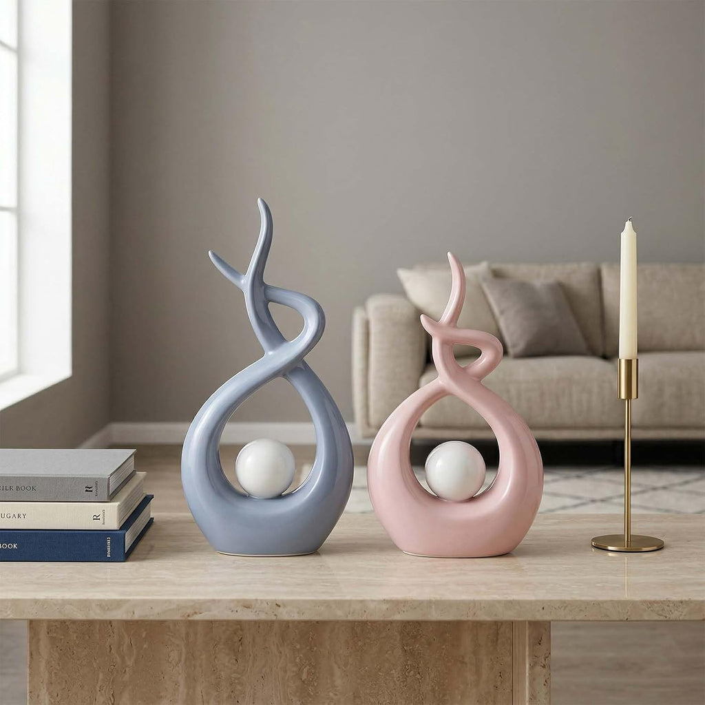 Abstract Ceramic Modern Sculpture, Knick Knacks Statues , Shelf, TV Stand, Coffee Table, Dining Room, Office