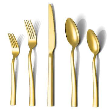 Gold Silverware Set for 8, 40 Pieces Flatware Set Stainless Steel