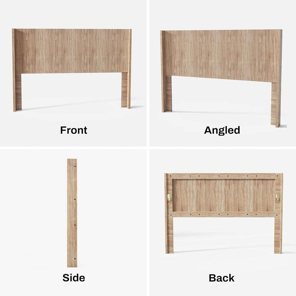 King Fluted Headboard ONLY - Wall Mount Wood Headboard, Rustic & Modern Farmhouse,Boho,Fluted Panel,Wingback Design