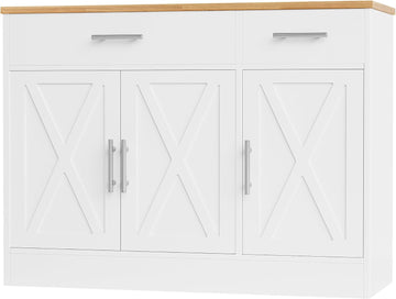 Modern Farmhouse Sideboard Buffet Cabinet with Storage with 3 Doors,42" Barn Doors Buffet Cabinet with Storage