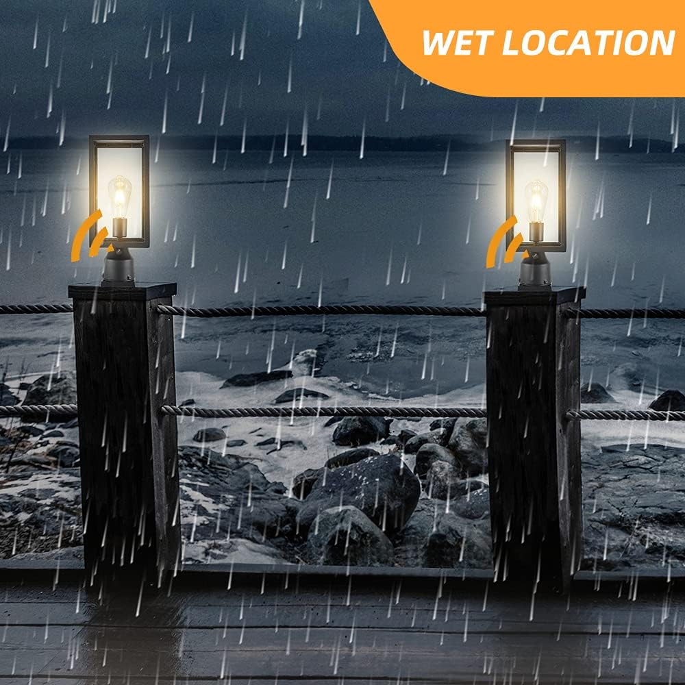 Large 15 inch Dusk to Dawn Outdoor Post Light,Waterproof Cast Aluminium Lamp Post Light Fixture