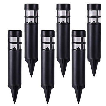 Solar Garden Lights Outdoor LED Bollard Solar Powered Path Lighting Pathway Backyard Lawn Landscaping (Black-6 Pack)