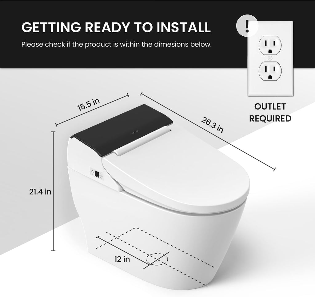 STYLEMENT TCB-8100B Smart Toilet for bathrooms, Elongated One Piece Toilet, 1.12 GPF, Auto Dual Flush
