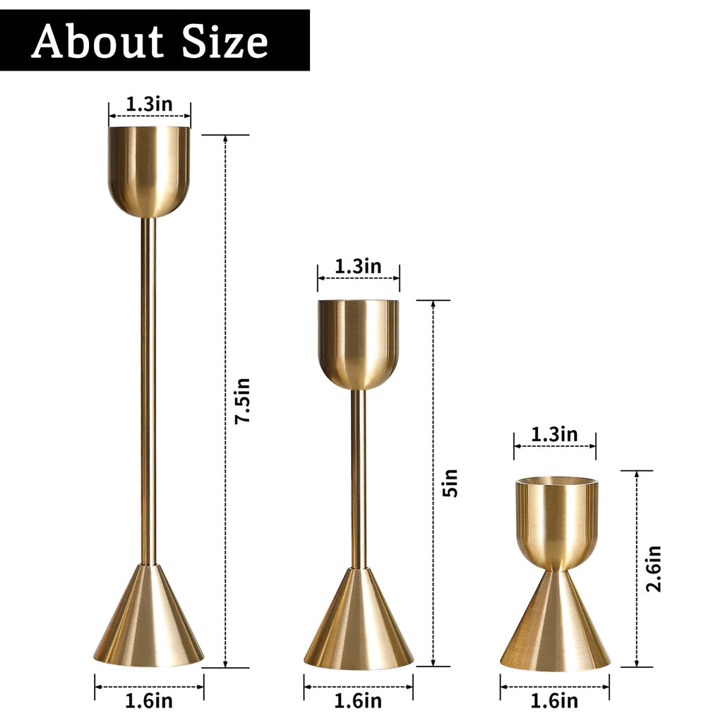 Brass Gold Candlestick Holder - Set of 6 Taper Candle Holder