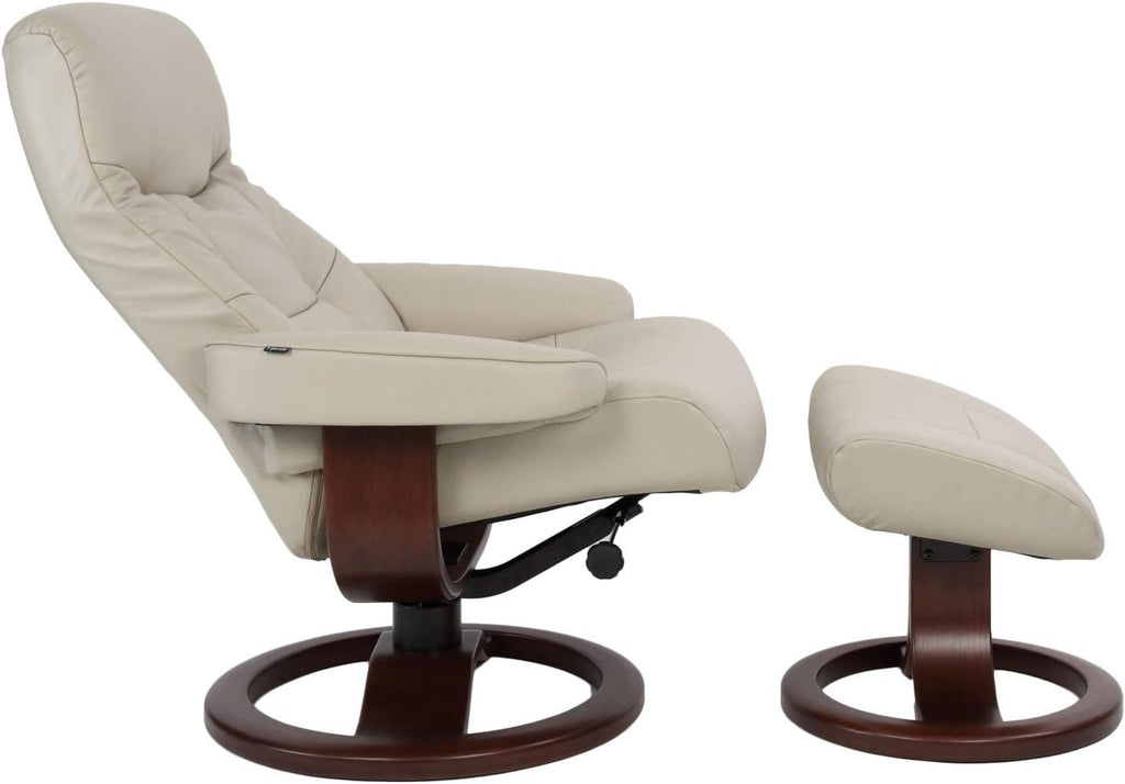 Modern Reclining Swivel Lounge Chair and Ottoman — Leather