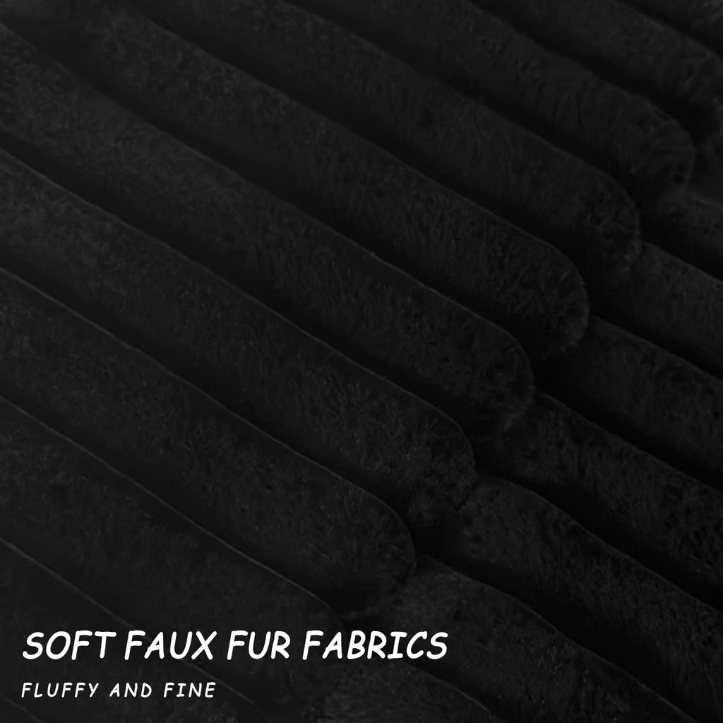 2 Pack 16x16 Double-Sided Faux Fur Pillow Covers, Plush Throw Pillow Covers, Throw Pillow Cover Cushion Cover, Black