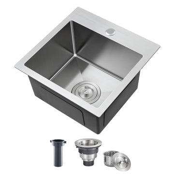 15 x 15 inch Drop in Bar Sink 304 Stainless Steel Single Bowl