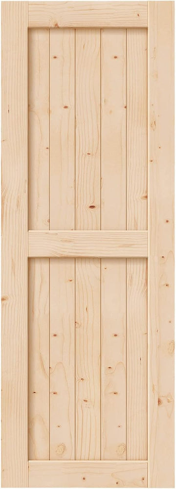 30in x 84in Sliding Barn Wood Door,Interior Doors,DIY Assemblely,Solid Natural Spruce Panelled Slab,Easy Install,Apply