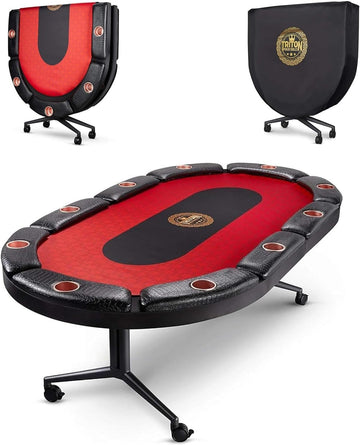Triton Premium Foldable Poker Table - Poker Table for 10 Players Long-Lasting, Luxurious Vegas Style Casino