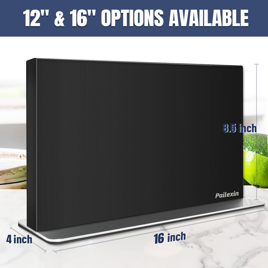 Magnetic Knife Block Without Knives-Black Stainless Steel Double-Sided Magnetic Knife Holder Stand with Strong