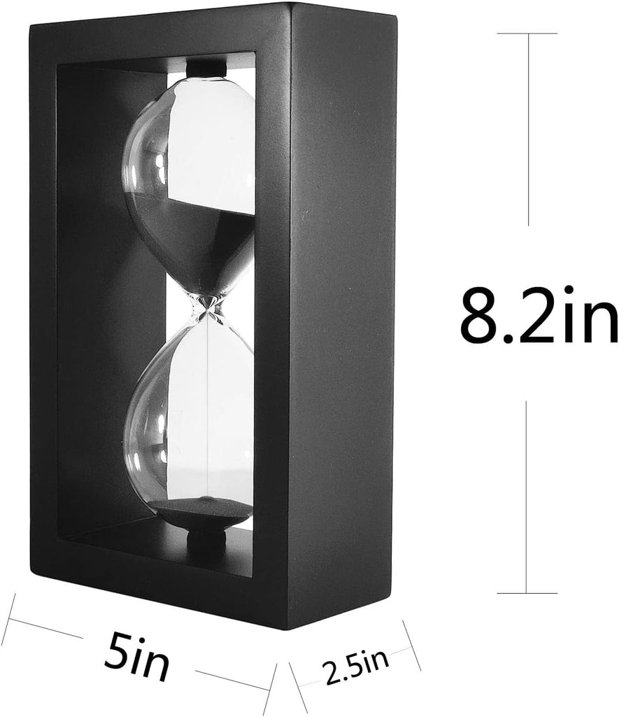 Hourglass 60 Minute Decorative Sand Timer, Wooden Black Sand Clock