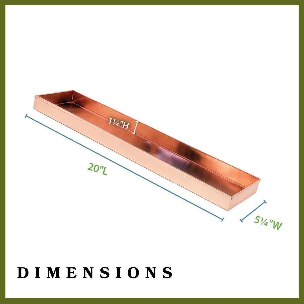 20 Inch Copper Plated Stainless Steel Planter Tray Rectangular Windowsill Herb Succulent Holder Modern Farmhouse