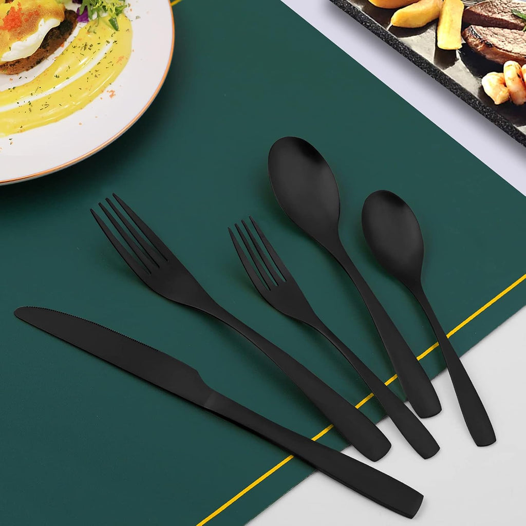 40-Piece Silverware Set, Matte Black Silverware Set for 8, Stainless Steel Flatware