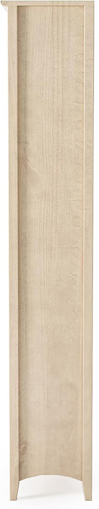 Shaker Style 6 Shelf Bookcase/Solid Wood / 72 inch Tall/Adjustable Shelving/Closed Back/Display Bookshelf , Light Oak