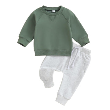 Toddler Baby Boy Clothes Solid Color Sweatshirt Jogger Pants Set