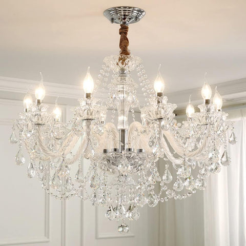 Crystal Chandelier K9 Clear Crystal 10 Lights E12 Bulbs Pendant Lighting Fixture for Dining Room, Living Room, Bedroom Modern Ceiling Lights 32in (10 Lights) A110-B0B9L7DRRZ