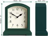 Tavern Mantel Clock - Modern Arch top Design - Dark Green - Contemporary Classic Style for Desk, Table, Shelf or Bedside