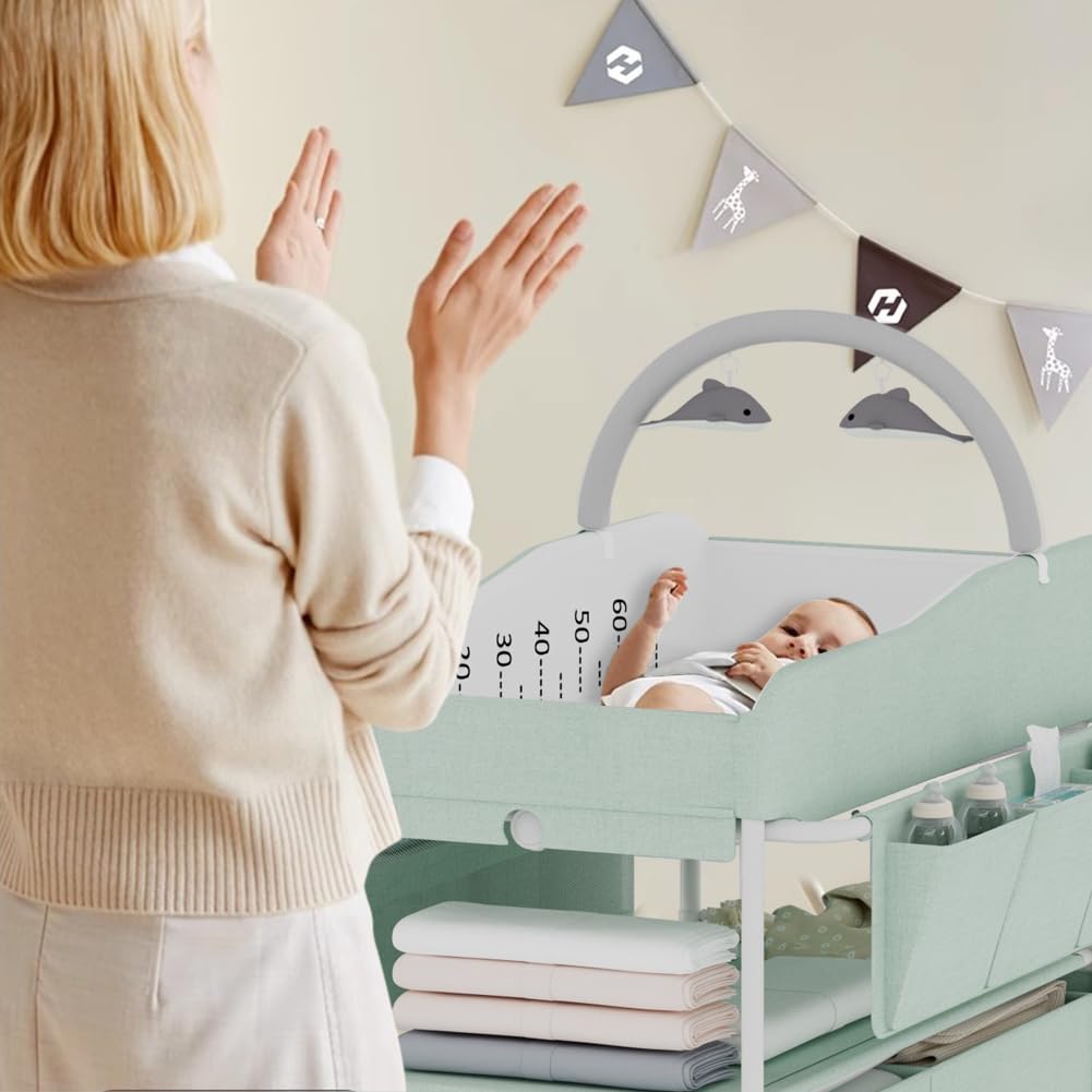 Diaper Changing Station, Portable Changing Table for Baby, Diaper Changing Table with Storage Drawers, Waterproof