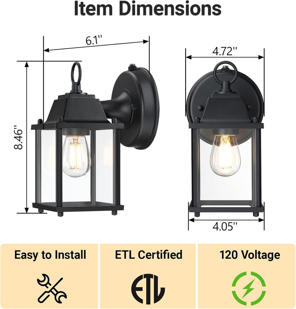 Dusk to Dawn Outdoor Wall Lantern, Wall Sconce Waterproof Porch Lighting Fixture, E26 Base