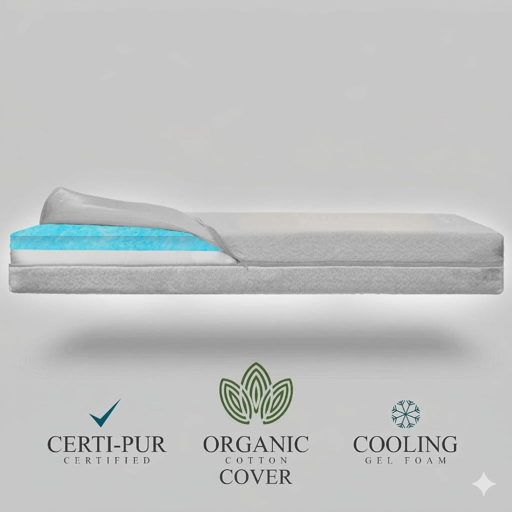 Organic Cotton Covered Dual-Sided Crib Mattress | 2-Stage Premium Memory Foam CertiPUR-US Hypoallergenic Baby